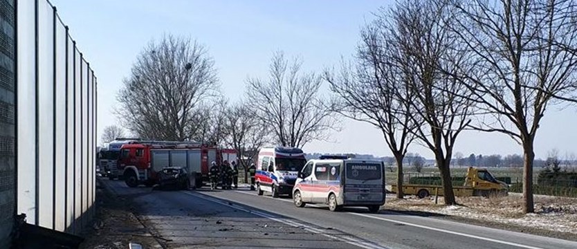 Droga krajowa zablokowana po wypadku