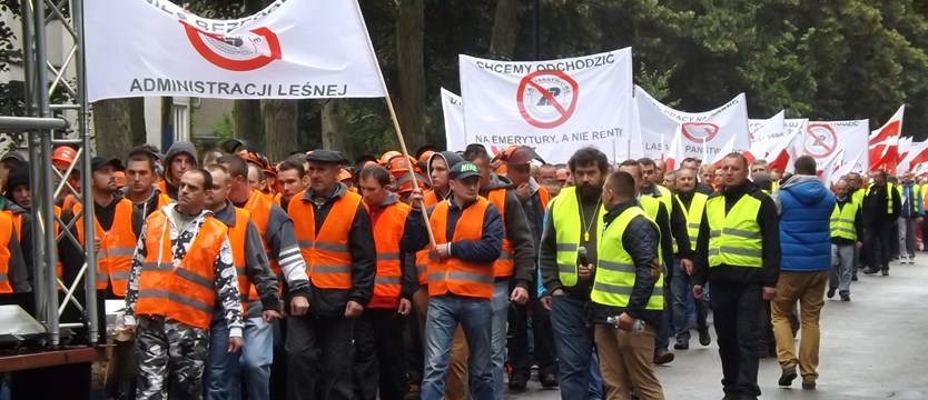 Protest pracowników leśnych na ulicach Szczecina