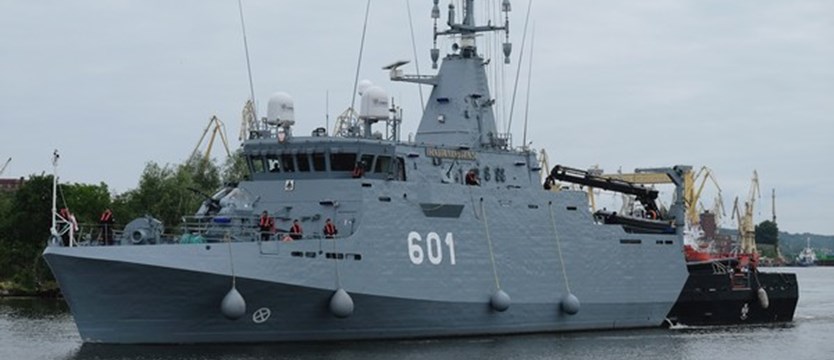 Okręt Marynarki Wojennej zacumował w Szczecinie