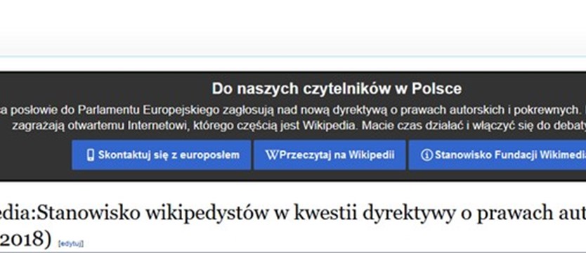 Na znak protestu polska Wikipedia wyłączona na 24 godziny